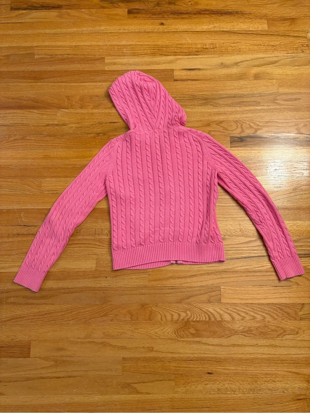 Lilly Pulitzer Pink Cable-Knit Hooded Zip Sweater